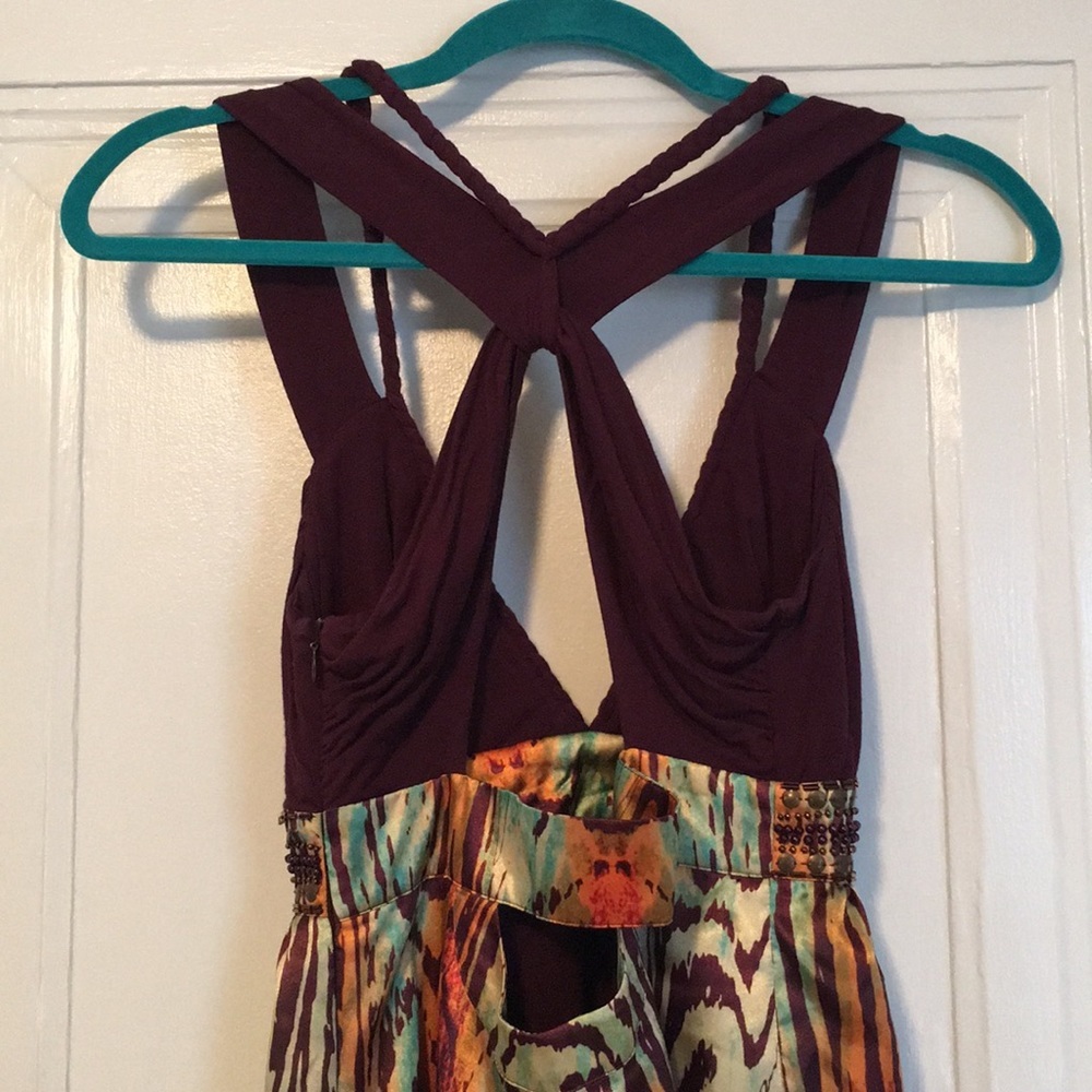 Arden B Purple Multicolor Printed Halter Dress - Picture 4 of 7